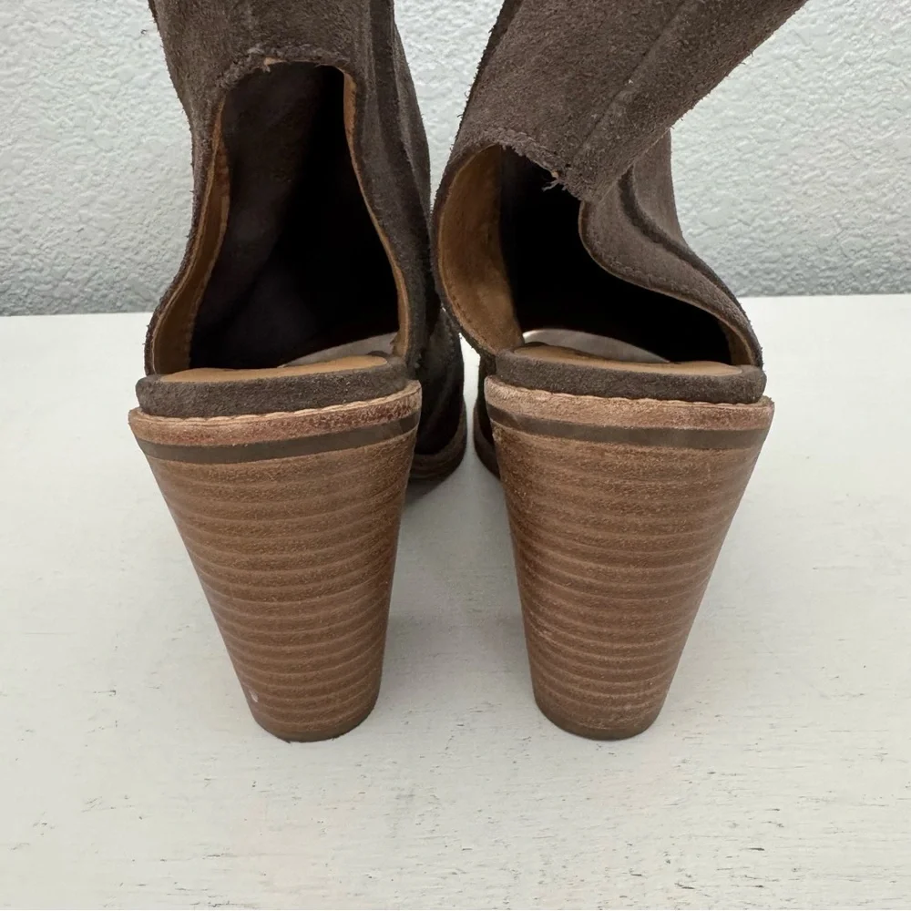 Ugg Valencia Brown Suede Peep Toe Bootie Sandal Size 7